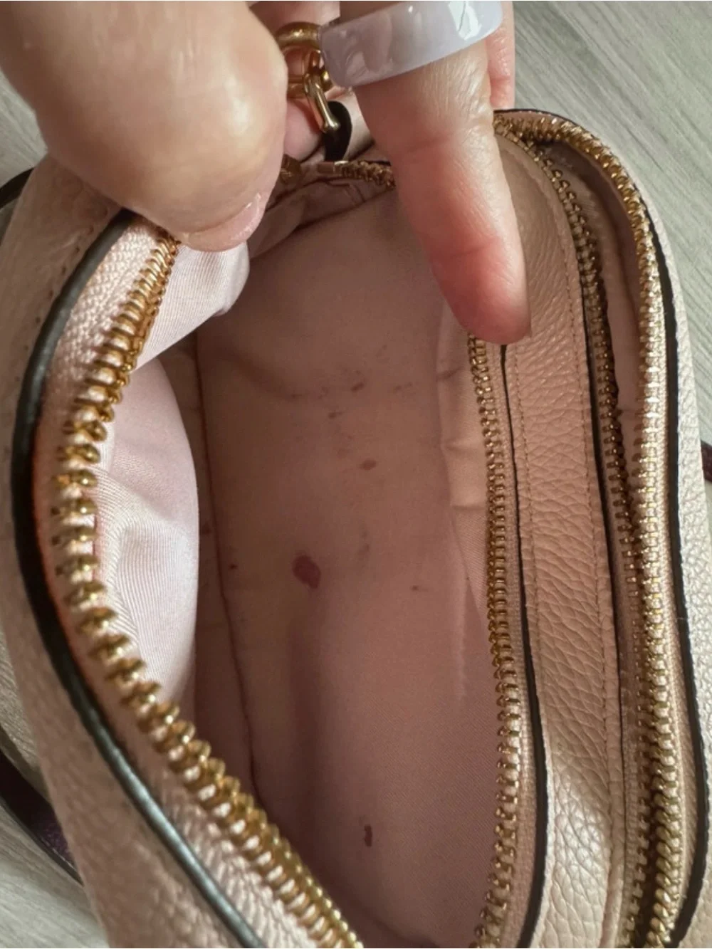 Tory Burch Perry Bombe Mini Camera Bag Blush Pink Pebbled Leather